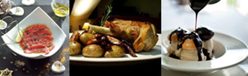 carpaccio de saumon, souris d'agneau et profiterolles au chocolat carpaccio de saumon, souris d'agneau et profiterolles au chocolat